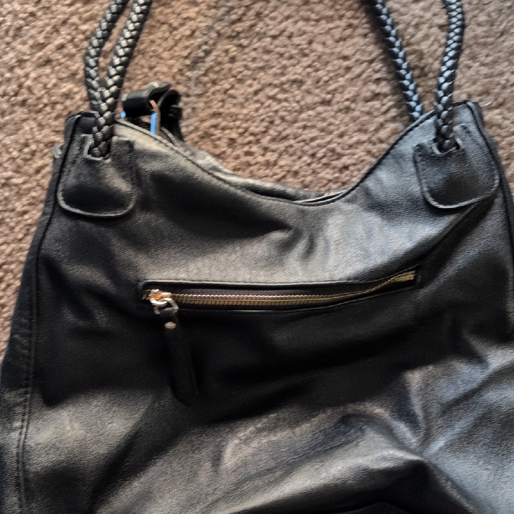 Elegant Black Leather Tote Bag